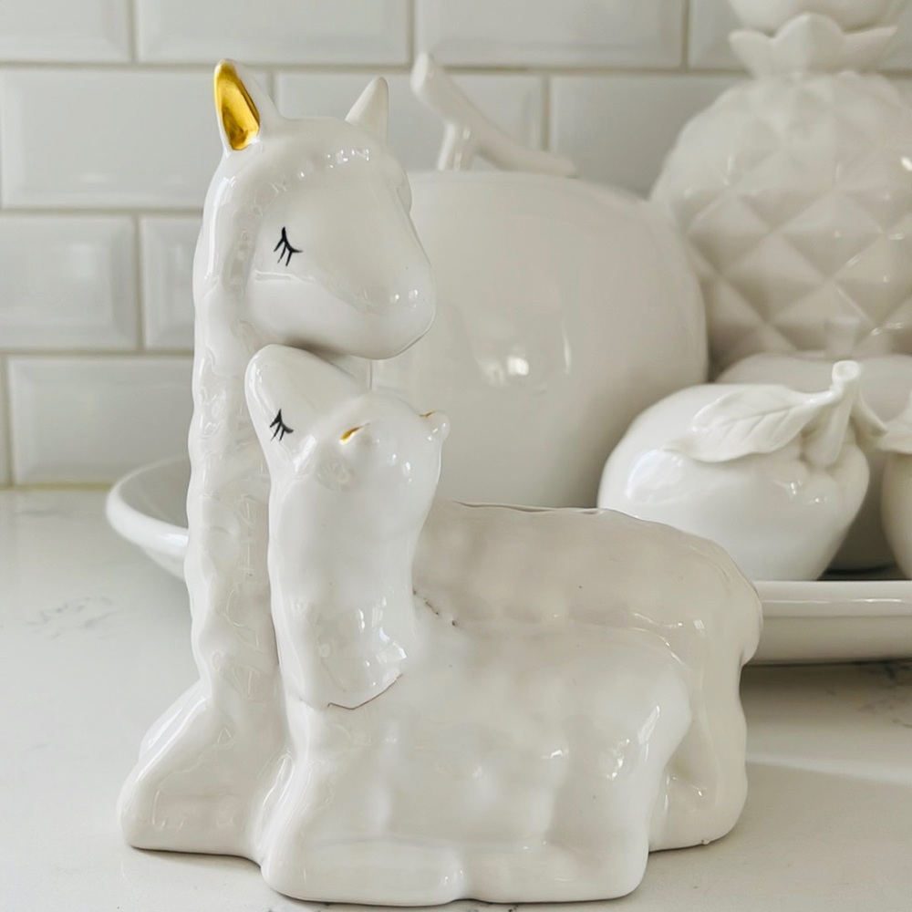 White Ceramic Lamb Coin Bank